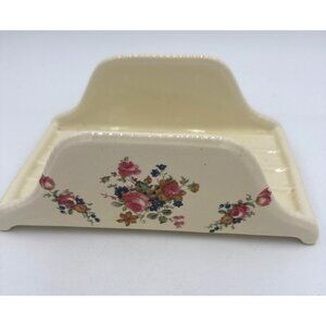 Vintage  VB Athena California Cream Ceramic Letter Holder Floral Design 1960's